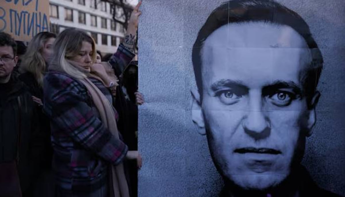 People gather outside the Russian embassy, following the death of Russian opposition leader Alexei Navalny on February 16, 2024. — Reuters