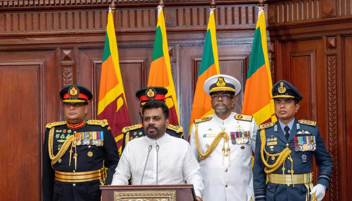 Sri Lankan President Anura Kumara Dissanayake addresses a gathering at the Presidential Secretariat, Colombo on September 23, 2024. — Reuters