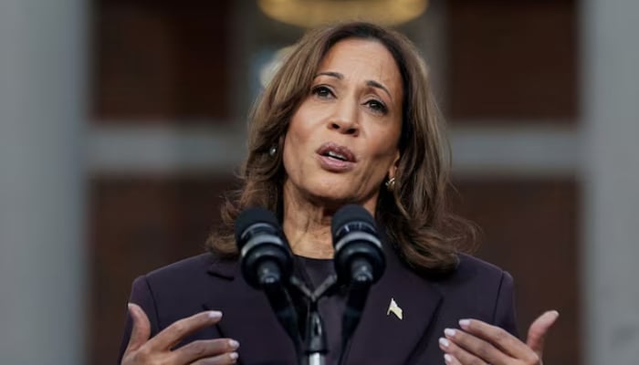 Democratic presidential candidate and US Vice President Kamala Harris concedes election loss at Howard University in Washington, US on November 6, 2024. — Reuters