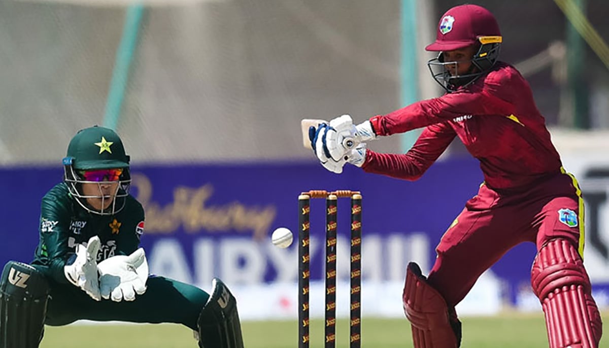 West Indies batter plays a shot during a match against Pakistan. — PCB/File