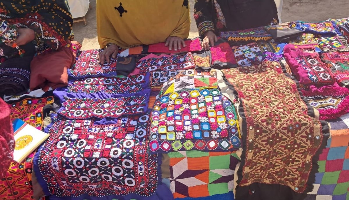 Handicrafts made by women are on display in the Thatta district. — SRSO/LinkedIn