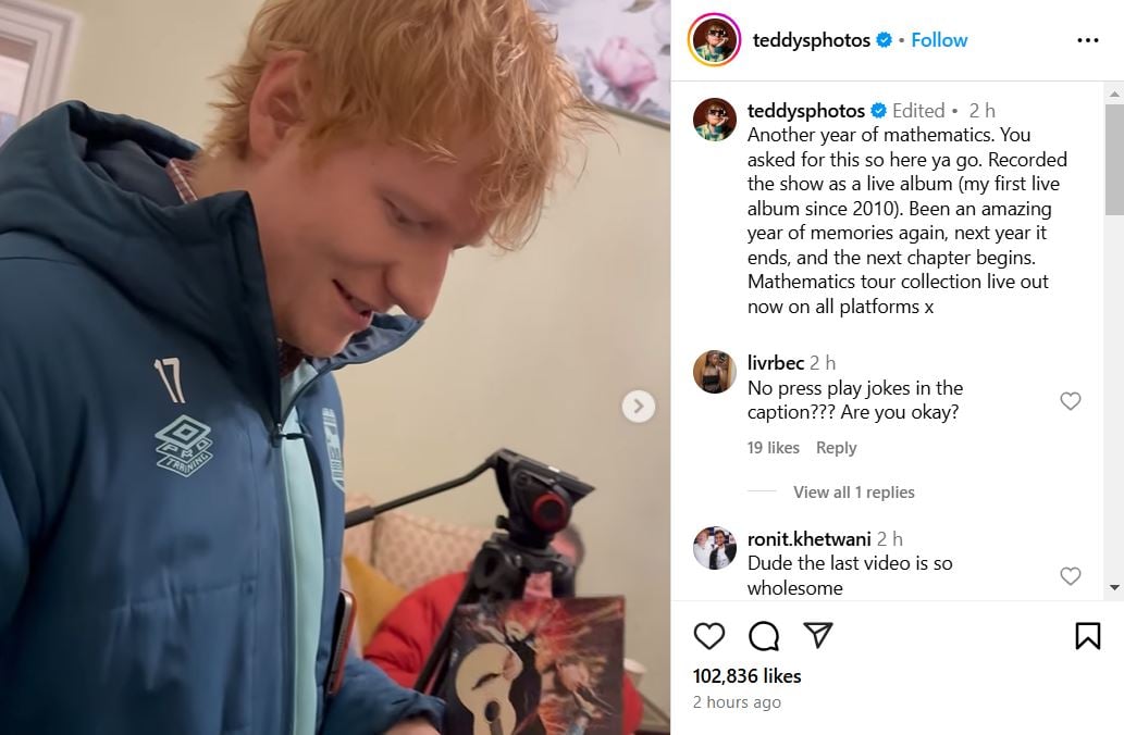 Ed Sheeran teases a next chapter as Mathematics Tour nears end