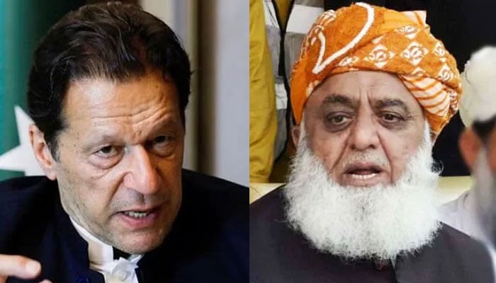 Pakistan Tehreek-e-Insaf (PTI) founder Imran Khan (left) and Jamiat Ulema-e-Islam-Fazl (JUI-F) chief  Maulana Fazlur Rehman. — Reuters/Online/File