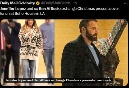 Jennifer Lopez and Ben Affleck ahead of Christmas amid ongoing divorce drama