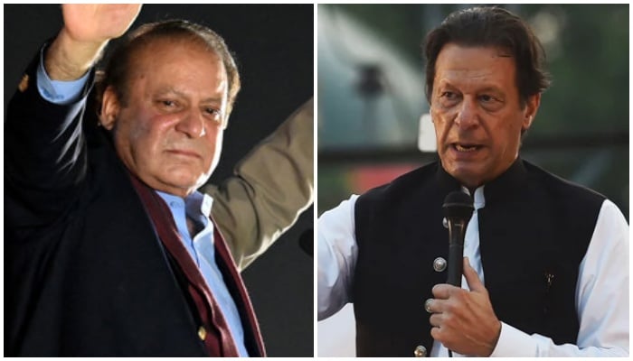 A collage showing PML-N President Nawaz Sharif (left) and PTI founder Imran Khan. — AFP/File