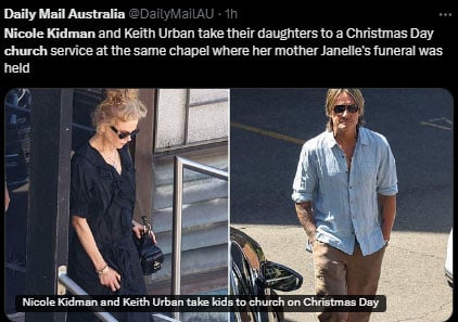 Nicole Kidman marks her first Christmas without mother Janelle