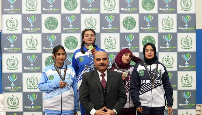 Players celebrating after contesting in Judo competition at Amir Khan Boxing Hall, Islamabad, December 18, 2024. — Facebook/PakistanSportsBoard