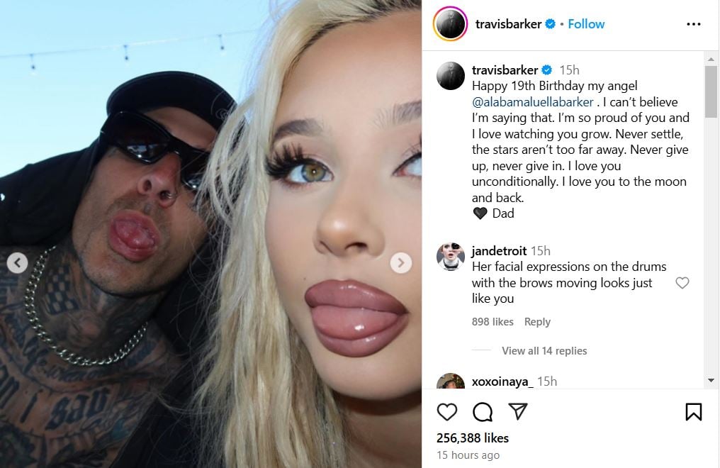 Travis Barker teaches daughter to never settle in sweet message