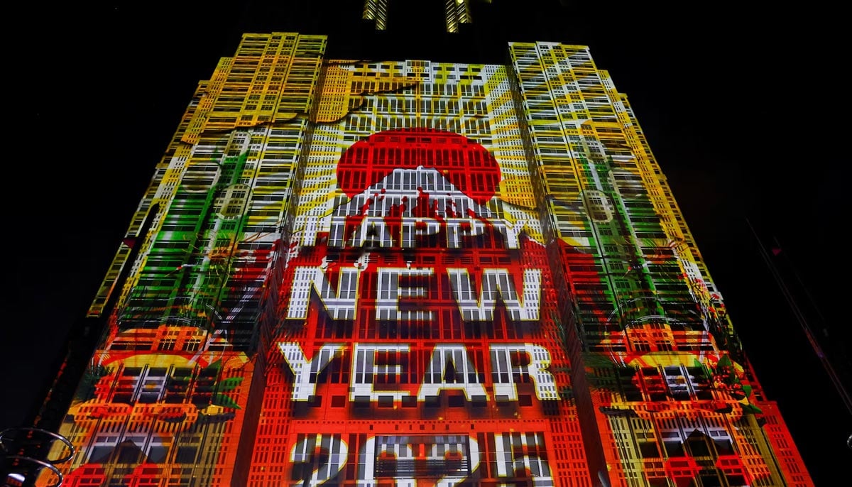 A projection mapping is displayed on the surface of the Tokyo Metropolitan Government building to celebrate the New Year, in Tokyo, Japan, January 1. — Reuters