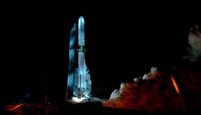 The New Glenn rocket during a successful integrated vehicle hotfire at Launch Complex 36 (LC-36) at Cape Canaveral Space Force Station, Florida. — AFP/File