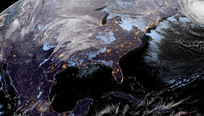 A satellite image of winter storm on January 5, 2025. — National Oceanic and Atmospheric Administration